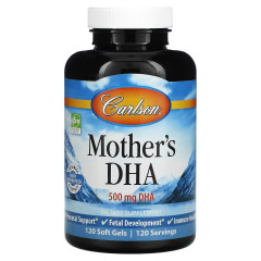 DHA для кормящих матерей и беременных, 500 мг, Mother's DHA, Carlson, 120 желатиновых капсул