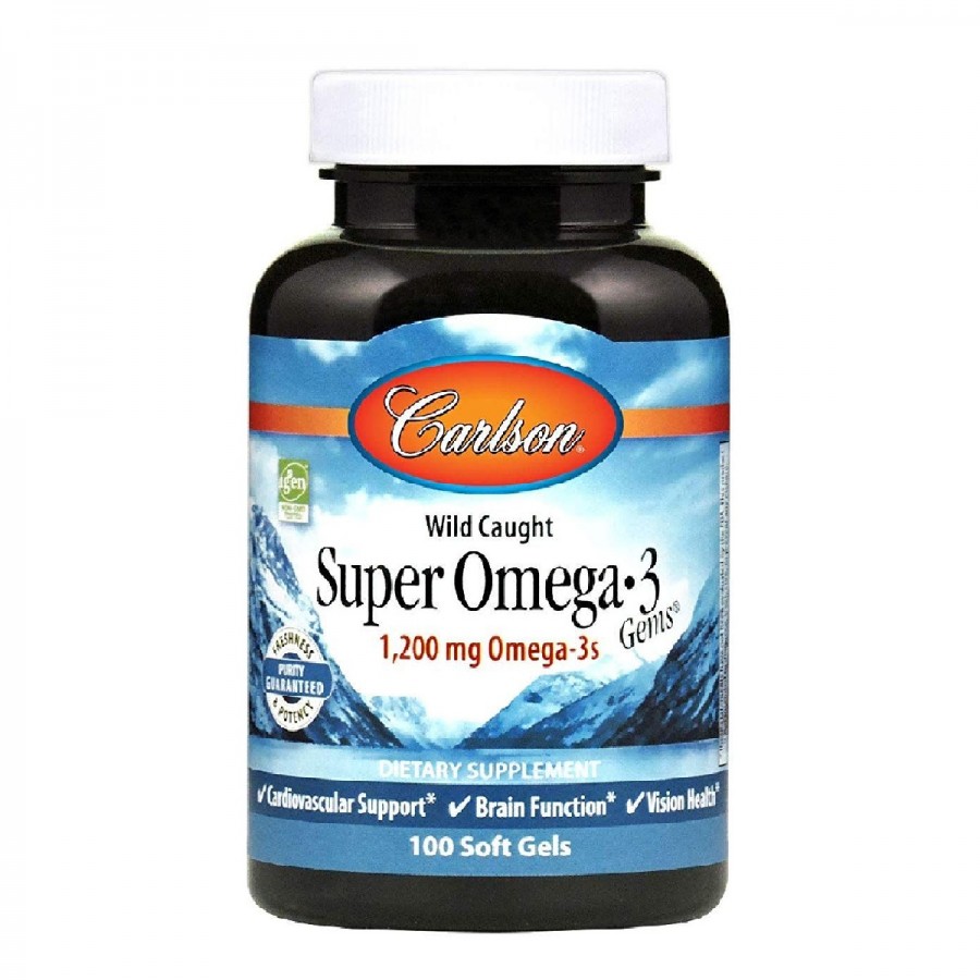 Супер Омега-3, 1200 мг, Super Omega-3, Carlson, 100 желатинових капсул