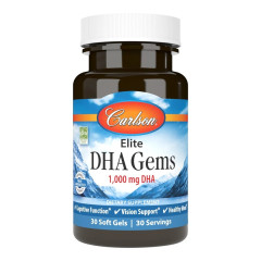 Омега-3 із посиленим ДГК, 1000 мг, Elite DHA Gems, Carlson, 30 гелевих капсул