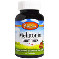 Мелатонин, 2.5 мг, смак полуниці, Melatonin Gummies, Carlson, 60 жувальних цукерок