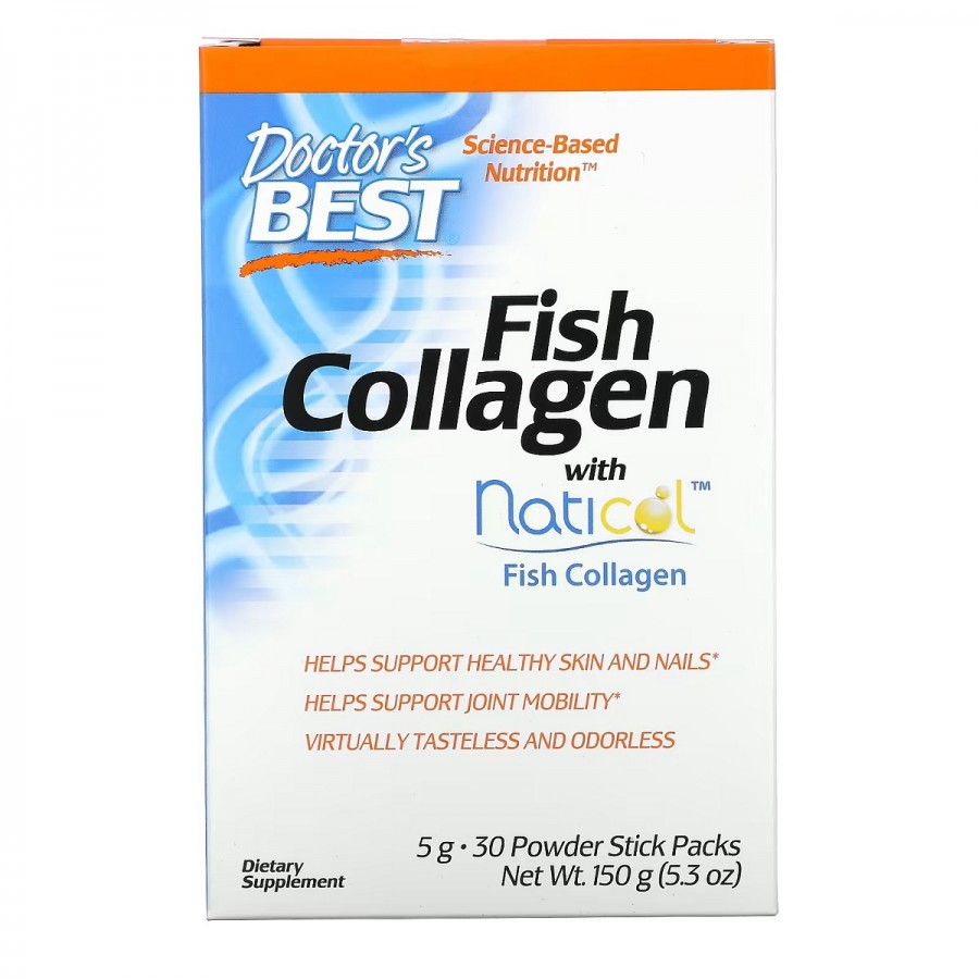 Риб'ячий Колаген з натиколом, 5 г, Fish Collagen, Doctor's Best, 30 стиків