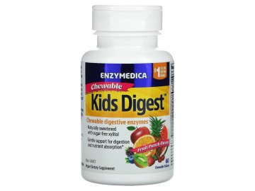 Ферменти травні для дітей, смак фруктів, Kids Digest, Chewable Digestive Enzymes, Enzymedica, 60 жувальних таблеток