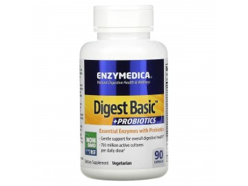 Ферменти з пробіотиками, Digest Basic + Probiotics, Enzymedica, 90 капсул