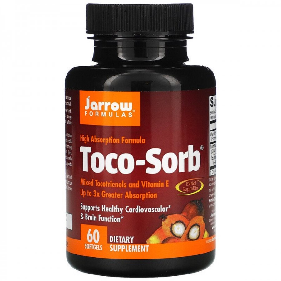 Суміш токотрієнолів і Вітамін E, Toco-Sorb, Jarrow Formulas, 60 гелевих капсул