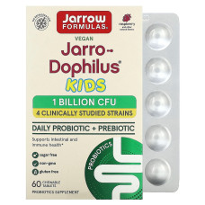 Пробиотики для детей, 1 млрд КОЕ, вкус малины, Jarro-Dophilus Kids, Jarrow Formulas, 60 жевательных таблеток