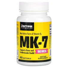 Витамин К2 в форме МК-7, Vitamin K2 as MK-7, Jarrow Formulas, 90 мкг, 60 капсул