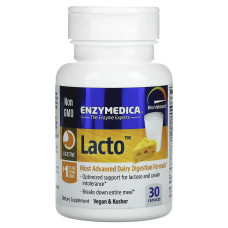 Ферменты для переваривания лактозы, Lacto, Enzymedica, 30 капсул