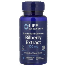 Чорниця екстракт, 100 мг, Bilberry Extract, Life Extension, 90 вегетаріанських капсул