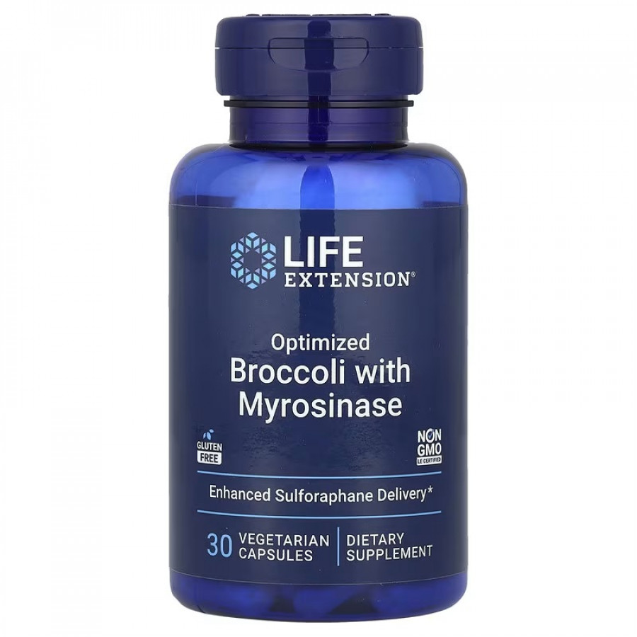 Брокколі з мірозиназу, Optimized Broccoli and Myrosinase, Life Extension, 30 вегетаріанських капсул