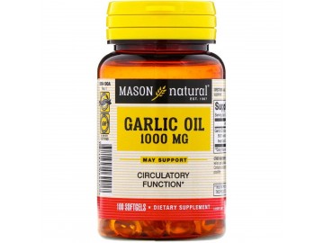 Часникова олія 1000 мг, Garlic Oil, Mason Natural, 100 м'яких капсул