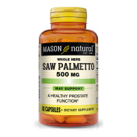 С Пальметто 500 мг, Здоровье простаты, Saw Palmetto, Mason Natural, 60 капсул