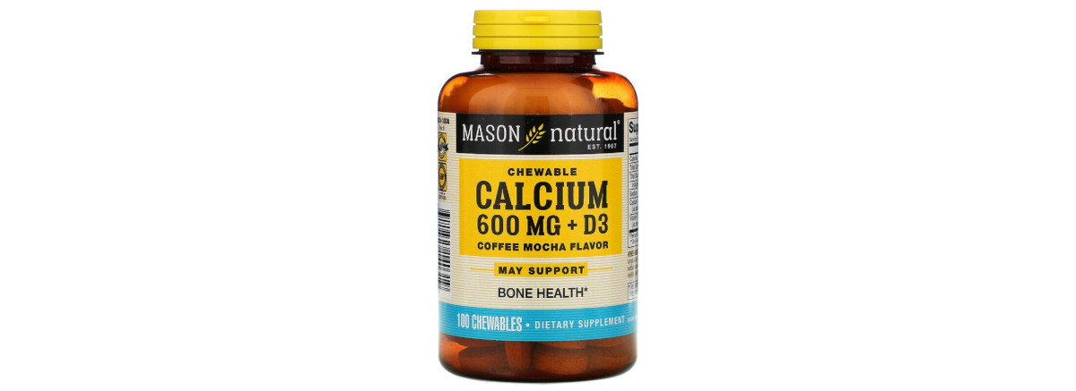 Кальцій D3, смак кави і мокко, Calcium + D3, Mason Natural, 100 жувальних таблеток
