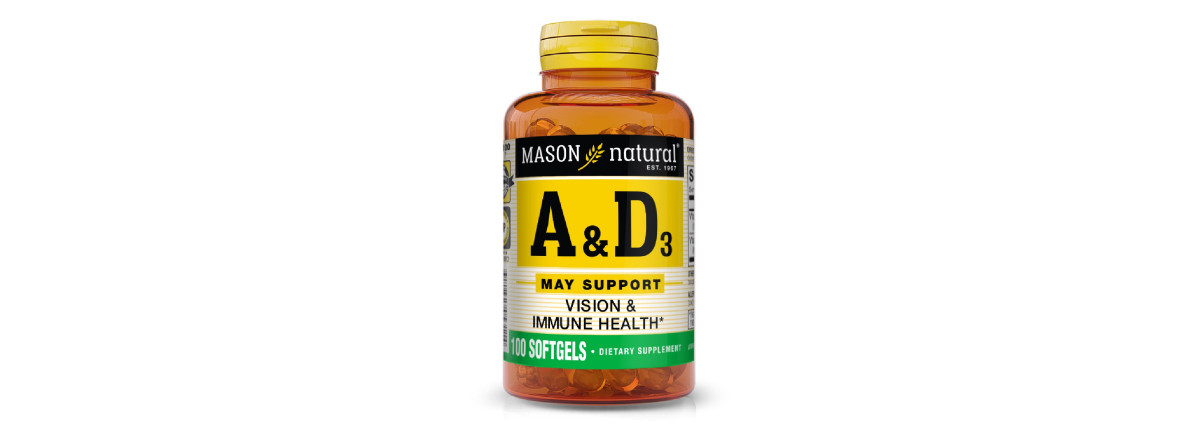 Вітаміни А та D3, Vitamins A & D3, Mason Natural, 100 гелевих капсул