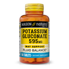 Калия Глюконат 595мг, Potassium Gluconate, Mason Natural, 100 таблеток