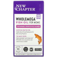 Жир Аляскинского Лосося для Мам 500мг, Wholemega for Moms, New Chapter, 90 желатиновых капсул