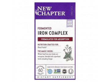 Залізо, ферментований комплекс, Fermented Iron Complex, New Chapter, 60 вегетаріанських капсул
