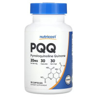 Пірролохінолінхінон PQQ, 20 мг, PQQ, Nutricost, 30 капсул
