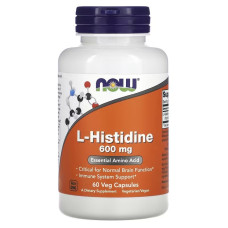 L-гистидин, 600 мг, L-Histidine, Now Foods, 60 вегетаріанських капсул