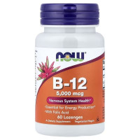 Вітамін B12 та Фолієва кислота, B-12, Now Foods, 60 льодяників
