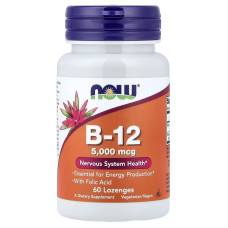 Вітамін B12 та Фолієва кислота, B-12, Now Foods, 60 льодяників
