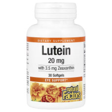Лютеин 20 мг, Lutein, Natural Factors, 30 желатиновых капсул