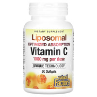 Вітамін С ліпосомальний, 1000 мг, Liposomal Vitamin C, Natural Factors, 60 гелевих капсул