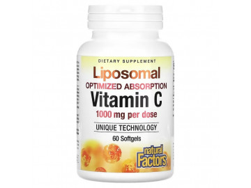 Вітамін С ліпосомальний, 1000 мг, Liposomal Vitamin C, Natural Factors, 60 гелевих капсул