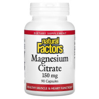 Магній цитрат, 150 мг, Magnesium Citrate, Natural Factors, 90 капсул