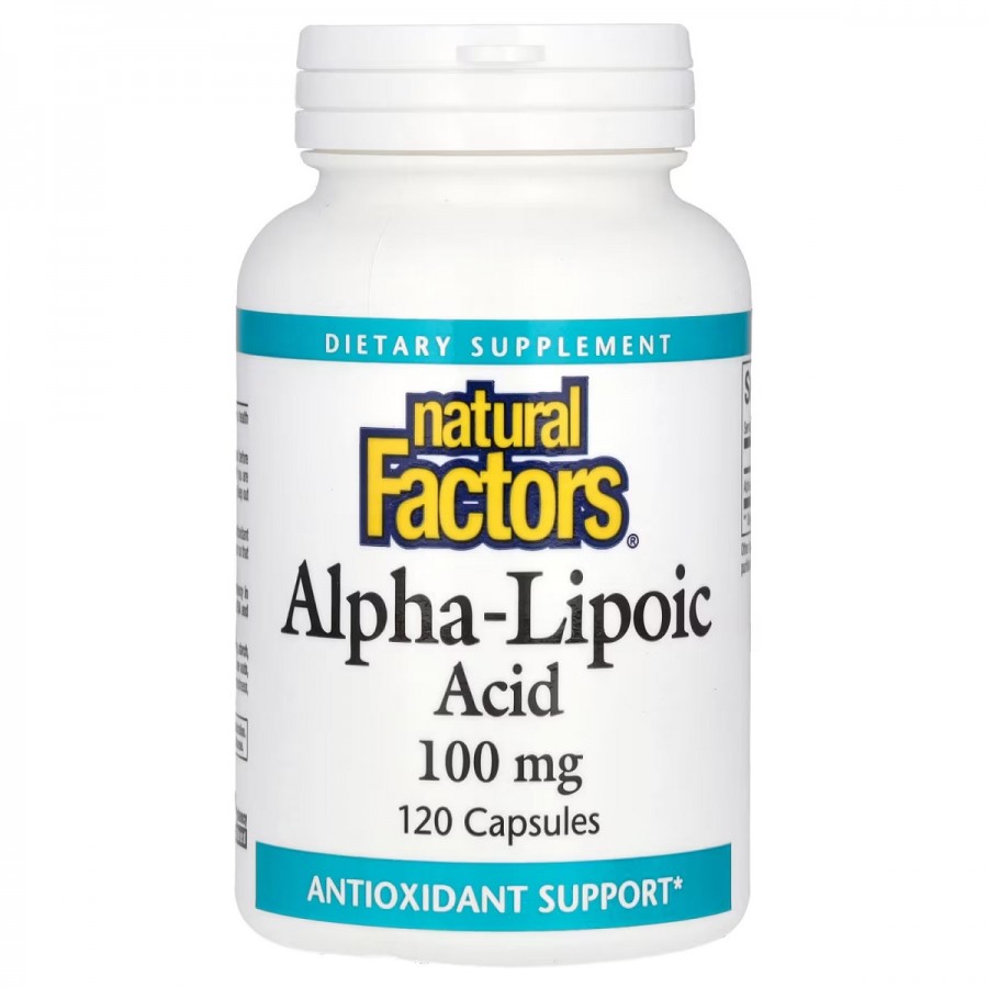 Альфа-ліпоєва кислота, 100 мг, Alpha-Lipoic Acid, Natural Factors, 120 капсул