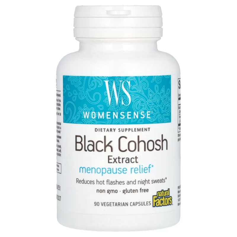 Екстракт клопогону, полегшення менопаузи, WomenSense, Black Cohosh Extract, Menopause Relief, Natural Factors, 90 вегетаріанських капсул