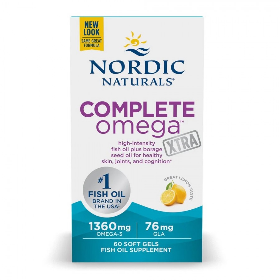 Омега Комплекс з Лимоном, Екстра, 1000 мг, Nordic Naturals, Complete Omega Xtra, 60 желатинових капсул