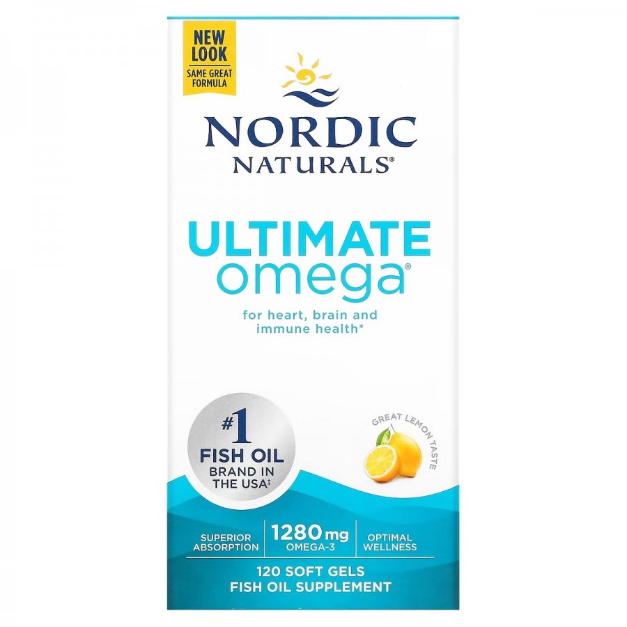 Риб'ячий Жир, Смак Лимона, Nordic Naturals, Ultimate Omega, Lemon, 1,280 мг, 120 капсул