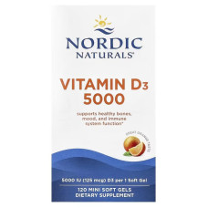 Вітамін D3, 125 мкг (5000 МО), смак апельсину, Vitamin D3, Nordic Naturals, 120 міні капсул