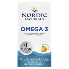 Омега-3, 690 мг на порцію, смак лимона, Omega-3, Nordic Naturals, 60 гелевих капсул
