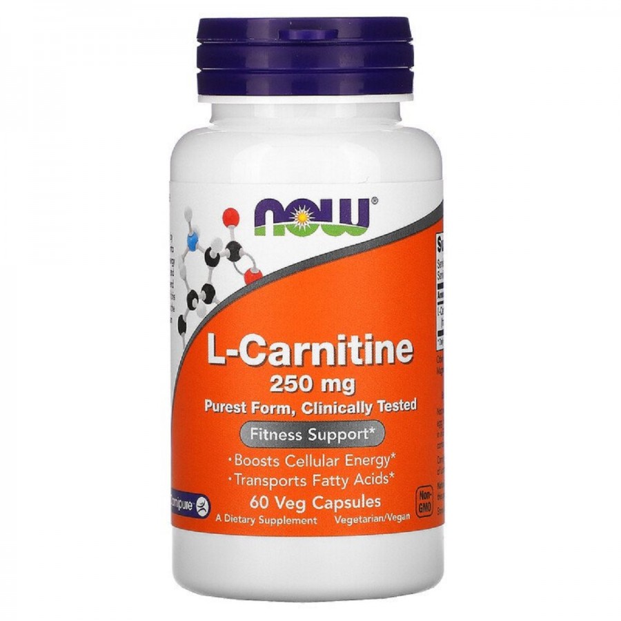 L-Карнітин, 250 мг, L-Carnitine, Now Foods, 60 вегетаріанських капсул