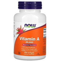 Витамин А, Vitamin A, Now Foods, 25,000 МО, 250 желатиновых капсул