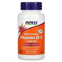 Витамин D3 1000IU, Now Foods, 360 желатиновых капсул
