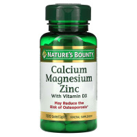 Кальций Магний Цинк с витамином D3, Calcium Magnesium Zinc with Vitamin D3, Nature's Bounty, 100 каплет