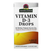 Витамин D3 в каплях, 4000 МЕ, Vitamin D-3 Drops, Nature's Answer, 15 мл