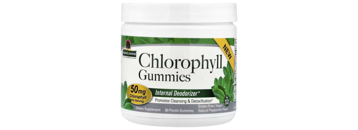 Хлорофіл, смак м'яти, Chlorophyll Gummies, Nature's Answer, 60 жувальних цукерок