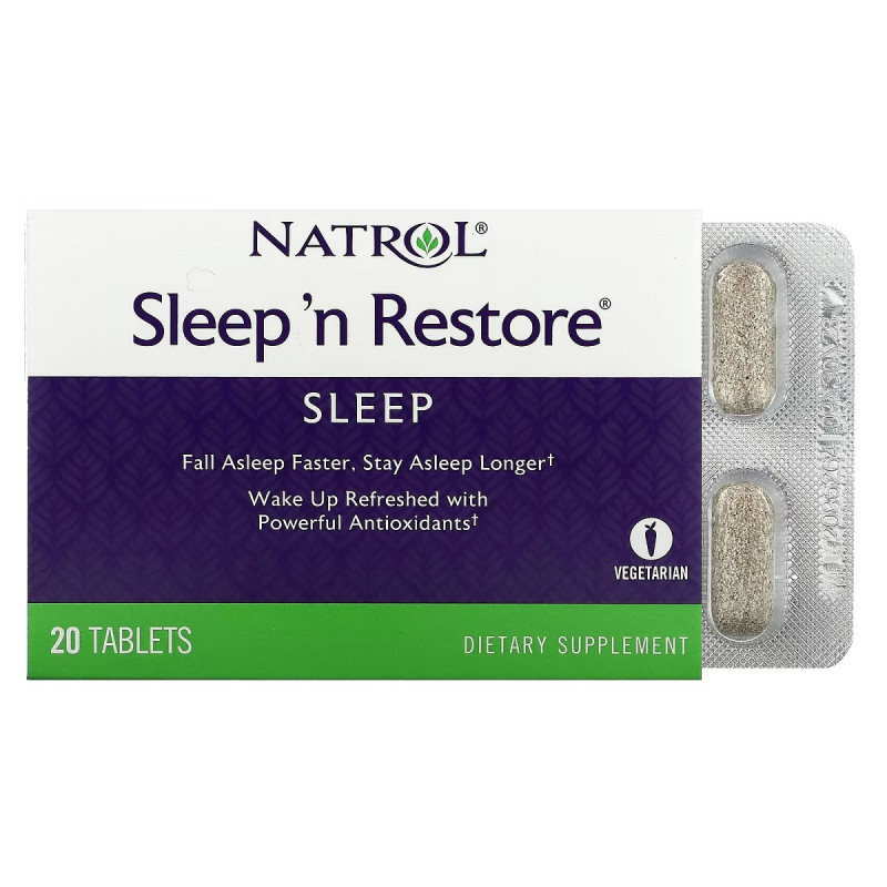 Восстановление сна, Sleep'n Restore, Natrol, 20 таблеток