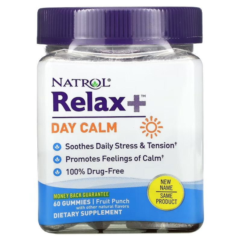 Расслабление и спокойствие, вкус фруктов, Relax+, Day Calm, Natrol, 60 жевательных таблеток