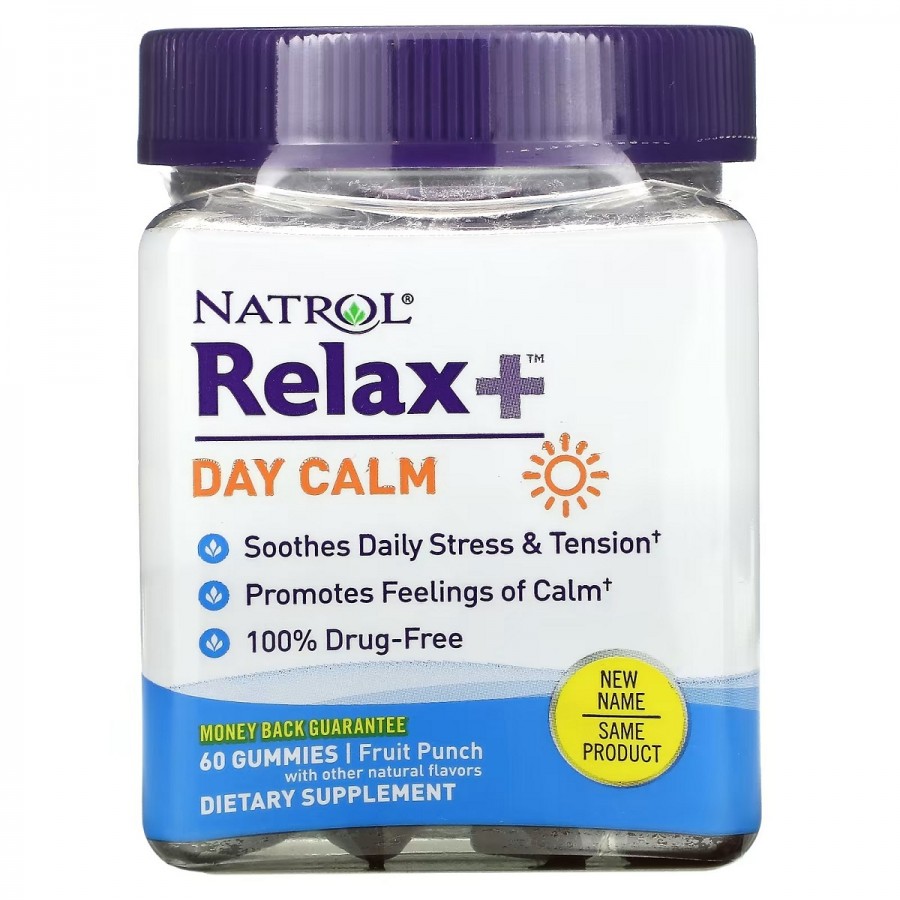 Розслаблення та спокій, смак фруктів, Relax+, Day Calm, Natrol, 60 жувальних цукерок