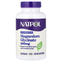 Магній гліцинат високої абсорбції, 240 мг, Magnesium Glycinate, Natrol, 60 капсул