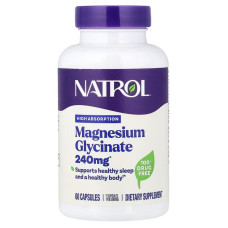 Магній гліцинат високої абсорбції, 240 мг, Magnesium Glycinate, Natrol, 60 капсул