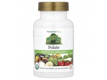 Фолат, 400 мкг, Folate, Source of Life Garden, Natures Plus, 60 вегетаріанських капсул