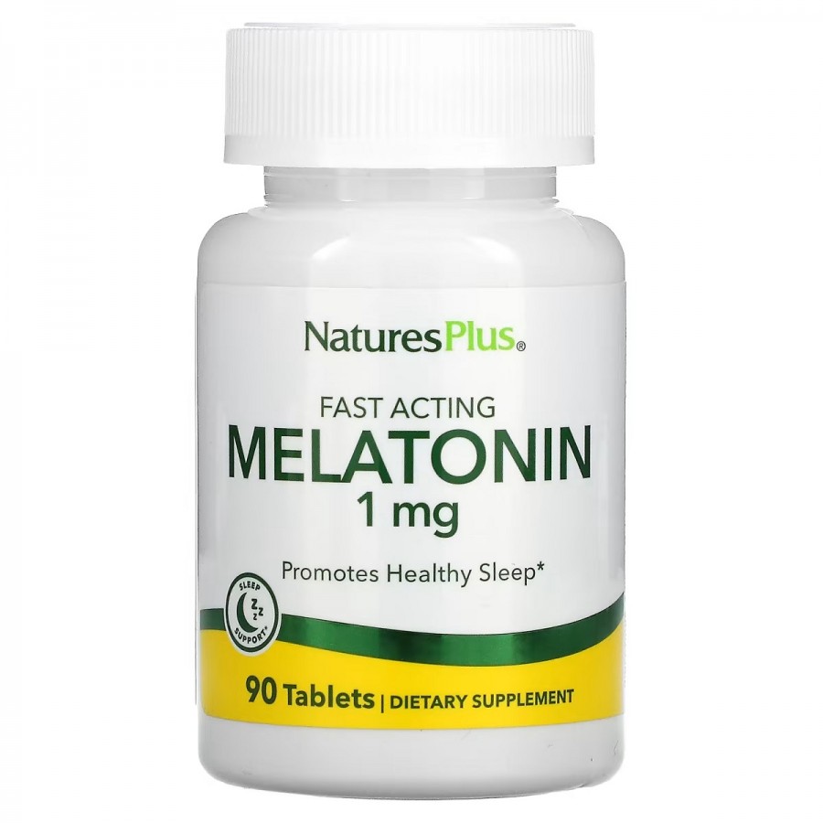 Мелатонін Швидкодіючий, 1 мг, Fast Acting Melatonin, Natures Plus, 90 таблеток