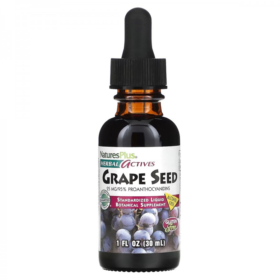 Екстракт виноградних кісточок, 25 мг, без спирту, Grape Seed, Natures Plus, 30 мл