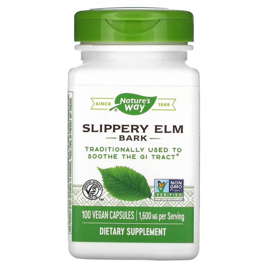 Слизький В'яз, Slippery Elm Bark, Nature's Way, 400 мг 100 капсул