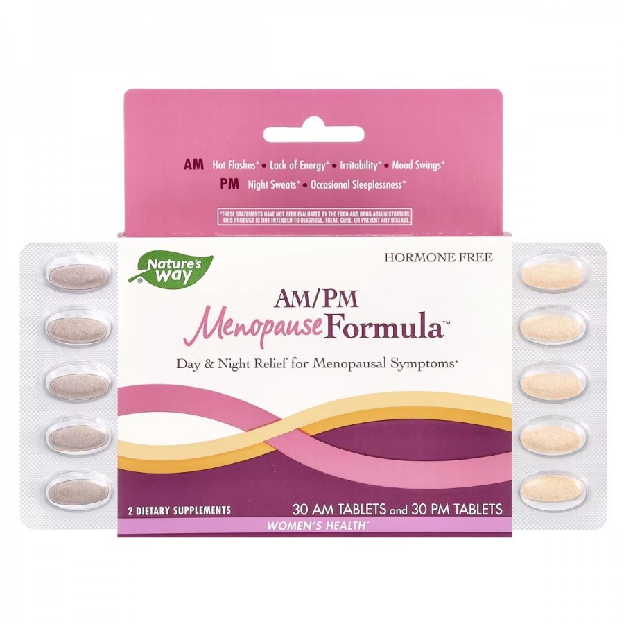 Жіноче здоров'я при менопаузі, день/ніч, AM/PM Menopause Formula, Nature's Way, 60 таблеток